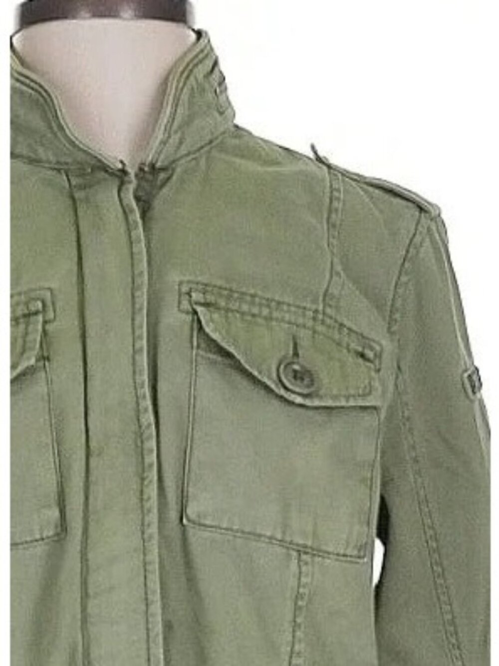 Abercrombie Green Floral Embroidered Utility Jacket | Military Boho Indie Sleaze - Picture 4 of 14